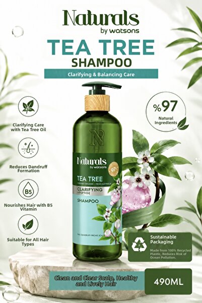 Naturals By Watsons Purifying & Anti-Dandruff: Tea Tree Shampoo 490 ml - Scal...