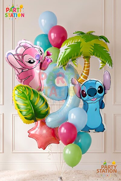Parti Station Lilo Stitc Balloon and Angel Balloon 9 Years Old 14 Piece Giant...