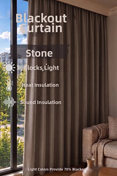 KENANAKDENİZ Stone Blackout Light-Proof Blackout Background Curtain, Battery-...