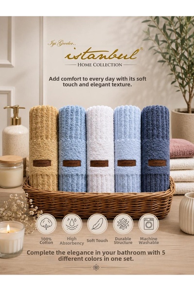 İyi Geceler İstanbul Linear 5-Piece Face Towel Set