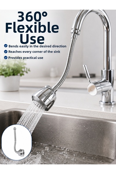 FTA TİCARET Chrome Faucet Extension Apparatus 360 °   Rotatable Water-Saving ...