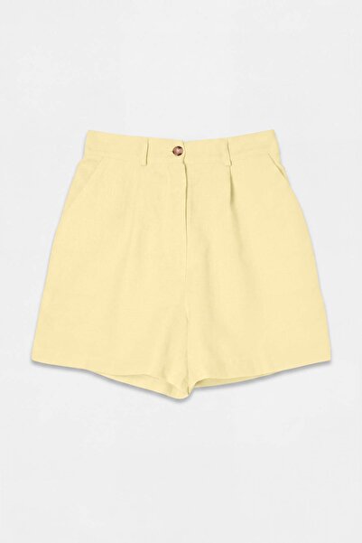 Drop by TrendyolMilla Žute pamučne pantalone sa širokim nogavicama i elastičn...