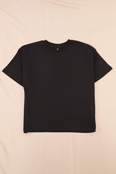 TRENDYOLKIDS Black Plain Knitted T-Shirt Tkdss26Ts00080