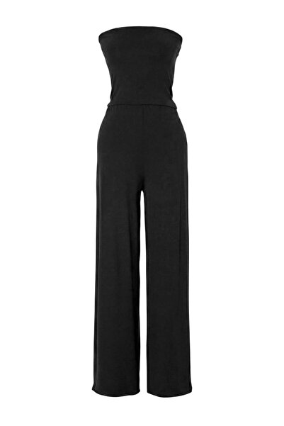 Trendyol Collection Set negru, simplu, mulat pe corp, cu picior larg, tricota...