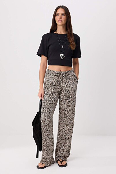 Trendyol Collection Multi-Colored Animal Wide Leg Elastic Waist Regular Waist...