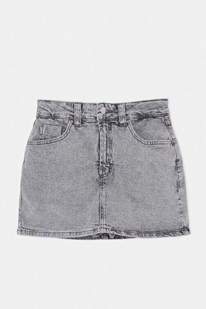 Trendyol Collection Gray Az Flexible Mini Denim Shorts Skirt Twoss26Sr00052