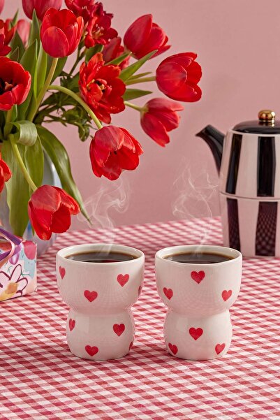 TRENDYOLMİLLA HOME Set od 2 keramičke šolje u obliku srca Štampano TPHAW26UP0...