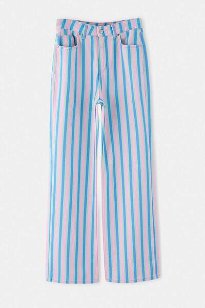 Trendyol Collection Multi-Colored Striped High Waist Straight Jeans Twoaw27Je...