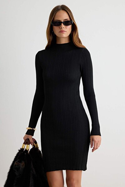 Trendyol Collection Black Basic Plain Short / Mini Knitwear Dress Twoaw27El00068