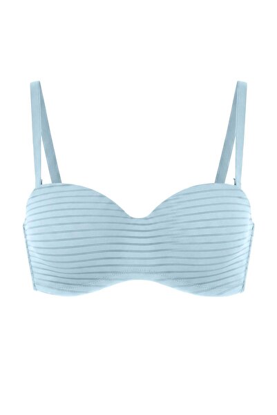 Trendyol Collection حمالة صدر زرقاء مفردة بدون أشرطة من مايكرو فلات ثابتة ومت...