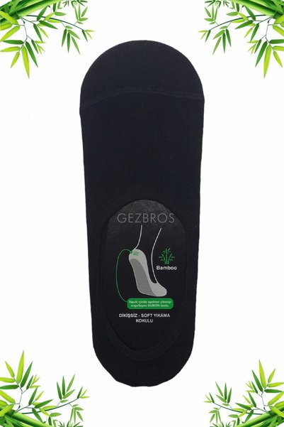 GezBros 10 Pairs Black Color Bamboo Silicone Men's Ballerina Socks