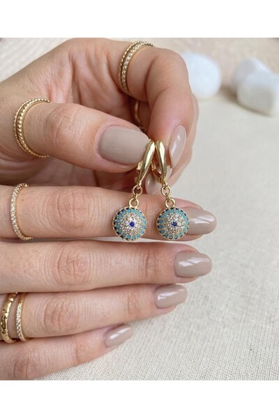 XUPING JEWELRY Nazar Boncuklu Xuping 14K Kuyumcu Model Gold Kadın Küpe