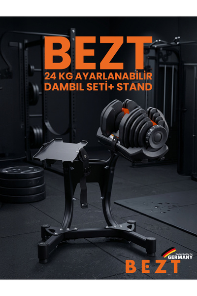 Bezt Pro Sports 2x24kg Ayarlanabilir Dambıl Seti + Stand - Kırmızı Profesyone...