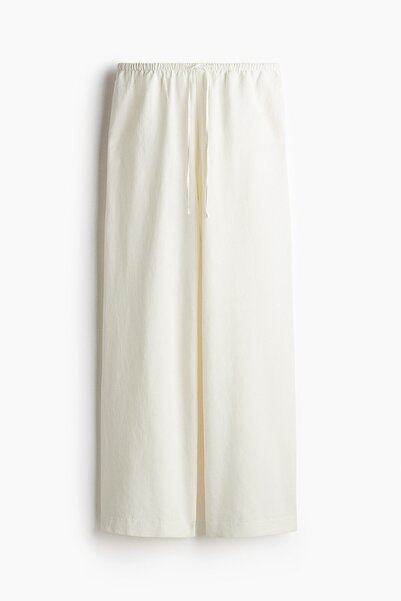 H&M Keten Karışımlı Düz Kesim Pantolon