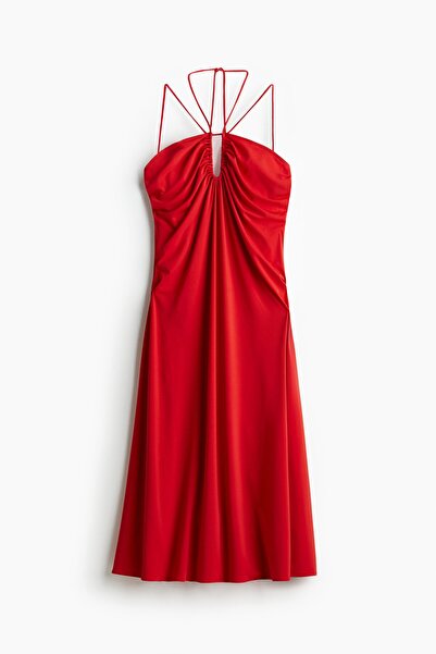 H&M Drapeli Halter Yaka Elbise