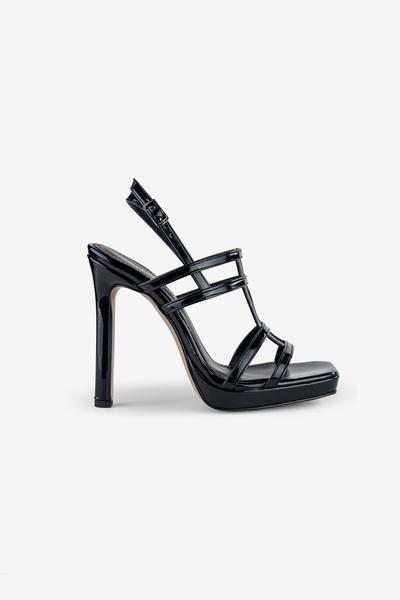 ALTIN TOPUK Γυναικεία παπούτσια με τακούνι με πλατφόρμα από μαύρο λουστρίνι