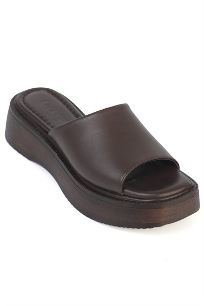 Capone Outfitters Γυναικείες παντόφλες Rachael από γνήσιο δέρμα με σφήνα σόλα