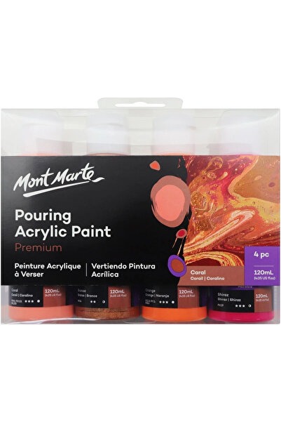 Mont Marte Dökme Akrilik Boya Seti Premium 4pc x 120ml - Coral