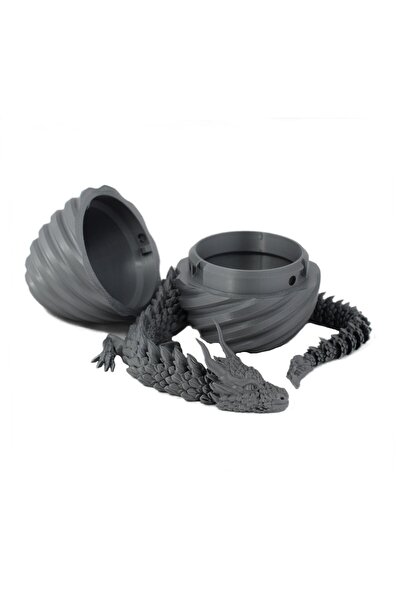 Sani Figurină, Dragon în Ou Spiral 90 x 120 mm, Argintiu