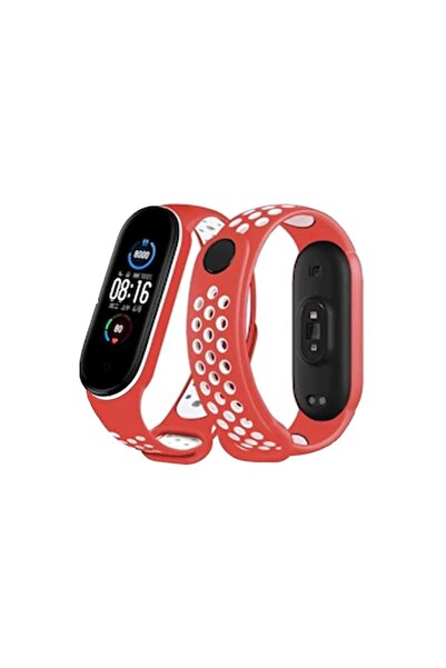 SORA GROUP ®   Mi Band 6 Sport Perforated Strap - Red-White