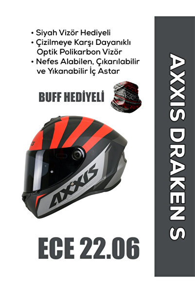 AXXIS DRAKEN S PREMIER RED MATT MOTOSİKLET KASKI