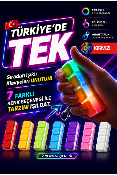TriDex Işıklı Klavye Anahtarlık (Kırmızı)- Yavaş ve Hızlı Rastgele Tüm Renkle...