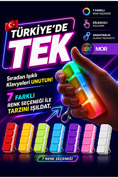 TriDex Işıklı Klavye Anahtarlık (Mor)- Yavaş ve Hızlı Rastgele Tüm Renkler - ...