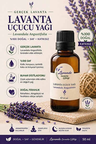 Lavande زيت اللافندر (L. ANGUSTIFOLIA) 50 مل مع قطارة داخلية