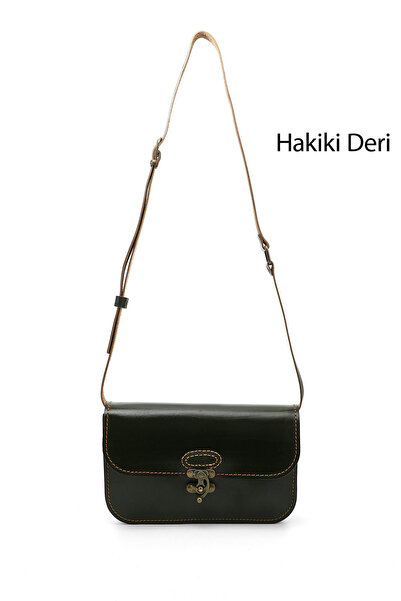 GÖNDERİ(R) Women's Khaki Antique Vaketa Genuine Leather Shoulder and Messenge...