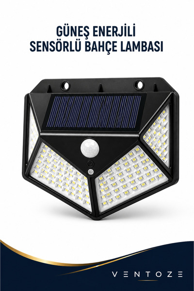 Ventoze Solar Güneş Enerjili Hareket Sensörlü Dış Mekan Bahçe Duvar Lambası S...