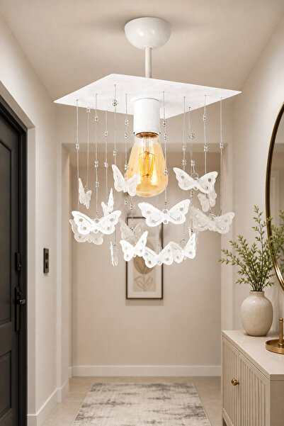 VENON Pınar Tekli KARE 🦋 20x20 Normal 🦋KELEBEK🦋 Sarkıt Tekli Avize Antre H...