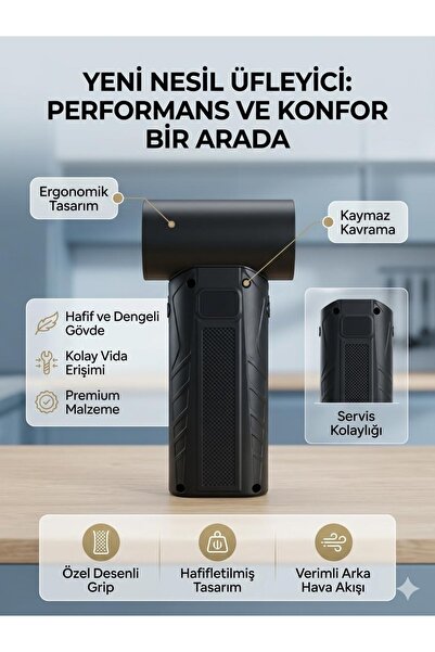 AVDA Mini Jet Fan Açık Hava Spor Kampı Için Güçlü Fan Şarj Edilebilir