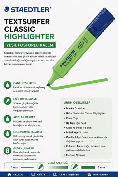 Generic Brand Textsurfer Classic Highlighter Green Highlighter