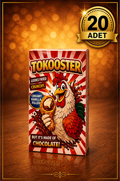 Tokoo 60g*20 ad. tavuk budu görünümlü beyaz çikolata ve çıtır kaplı vanilyalı krema dolgulu sütlü çikolata