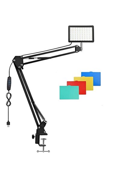 AZT 19cm 13 Watt 120 Led Fotograf Video Işığı Kelepçeli Masa Kıskaç Kolu Vlog...