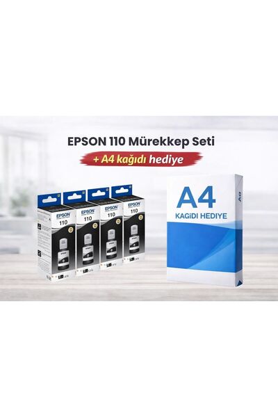 EPSON 110 Ecotank M1170 Orjinal 4'lü Siyah Mürekkep 14u895