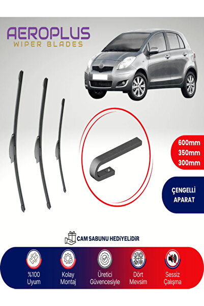 Aeroplus Toyota Yaris 2 Uyumlu Ön Arka Muz Silecek Takımı 2005-2011
