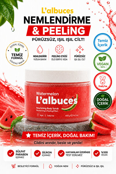 L'albuces Watermelon Body Scrub 400gr – Vegan, Temiz İçerikli, Karpuz Kokulu ...