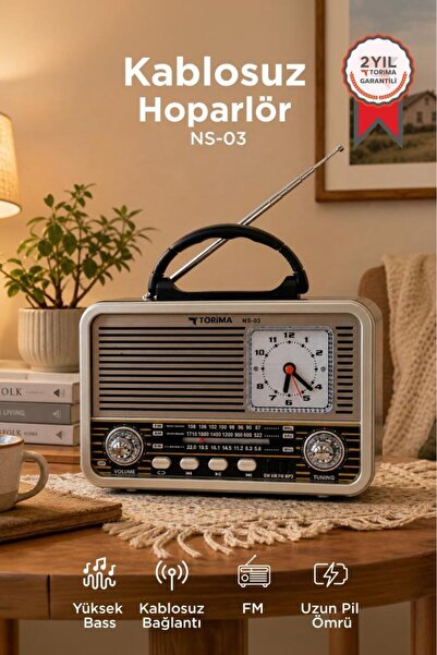 Torima Bluetooth Hoparlör Nostaljik Radyo Speaker NS03 Altın