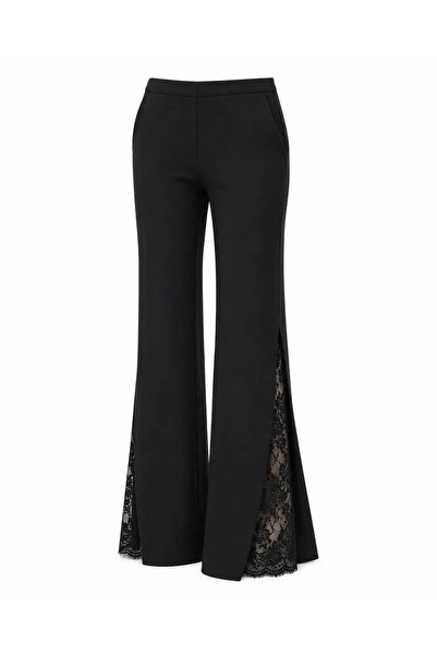 Serpirella Butik crep Pantaloni din material textil cu dantelă detalii