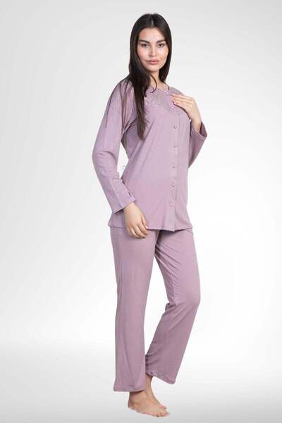 Mecit Pijama Set de pijamale cu nasturi supradimensionați pentru femei Mecit ...