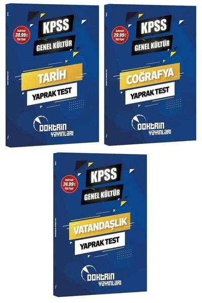 Doktrin Yayınları Doktrin KPSS Tarih+Coğrafya+Vatandaşlık Yaprak Test 3 lü Set