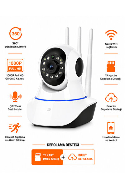 BLUE İNTER Wi-fi Kablosuz Ip Güvenlik Kamerası 360 Derece (cmr5)