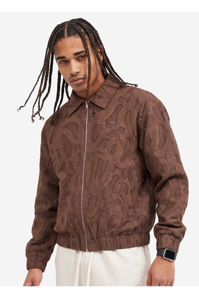 SON OF BRONZE Dark Coffee Zipper Jakarlı Ceket