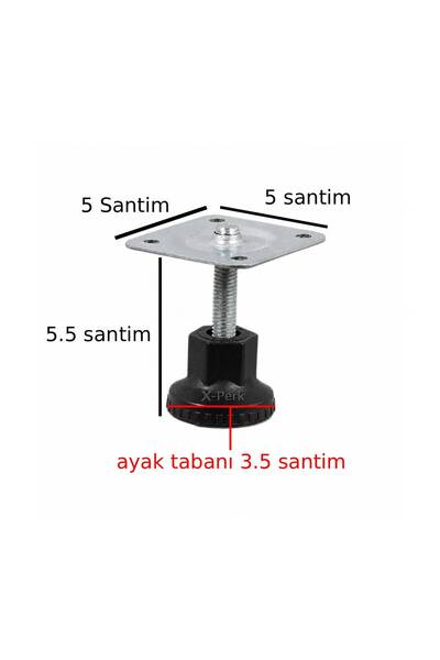 X-Perk Mobilya Ünite Kitaplık Dolap Ayarlanabilir Ayak Ayarlı Ayak Boy 6 Cm