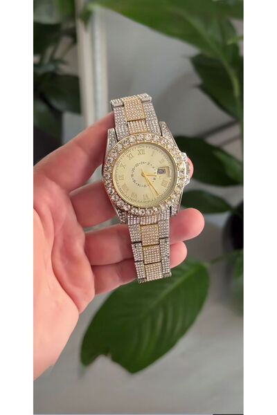 ÇENÇEN Unısex Yüksek Kalite Full  Taşlı Patek Çelik Kordon Saat