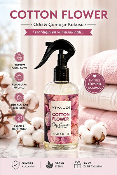 Vivaldi Home Cotton Flower Oda ve Çamaşır Spreyi 250 ml – Kalıcı Ferah Koku |...