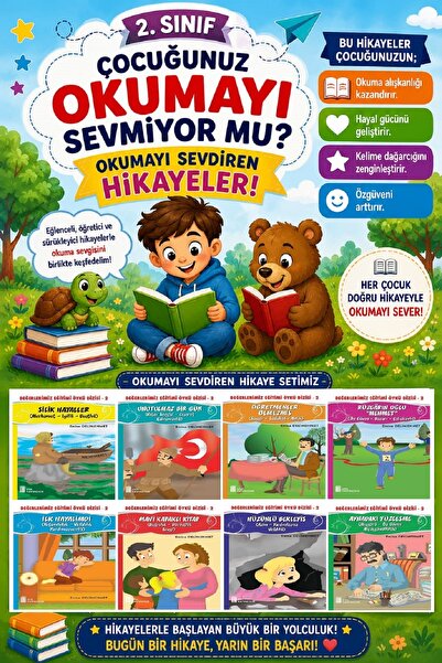 Ata Yayıncılık القيم التعليمية التي تجعل القراءة ممتعة للصفوف 2 و3 مجموعة قصص...