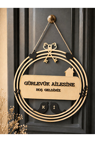 Dekor66 Kişiye Özel Kapı Süsü – Aile İsimlik Kapı Dekoru – Hoş Geldiniz Yazılı