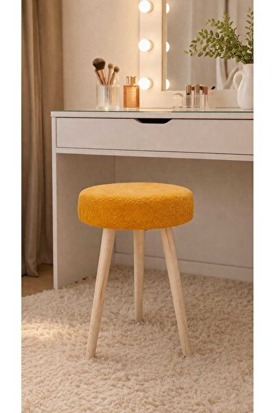 MervishDecor Ahşap Ayak Dekoratif Puf Tabure Bench Koltuk Sandalye